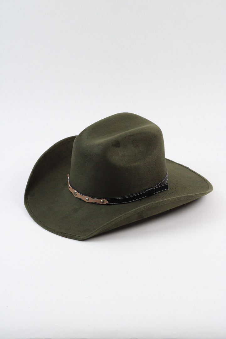 Austin Vegan Suede Cowboy Hat- Olive Green