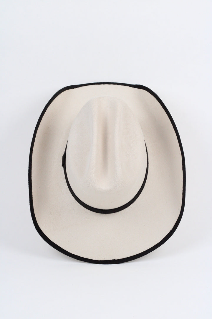 Texana Vegan Suede Cowboy Hat -Duo Tone - Ivory + Black