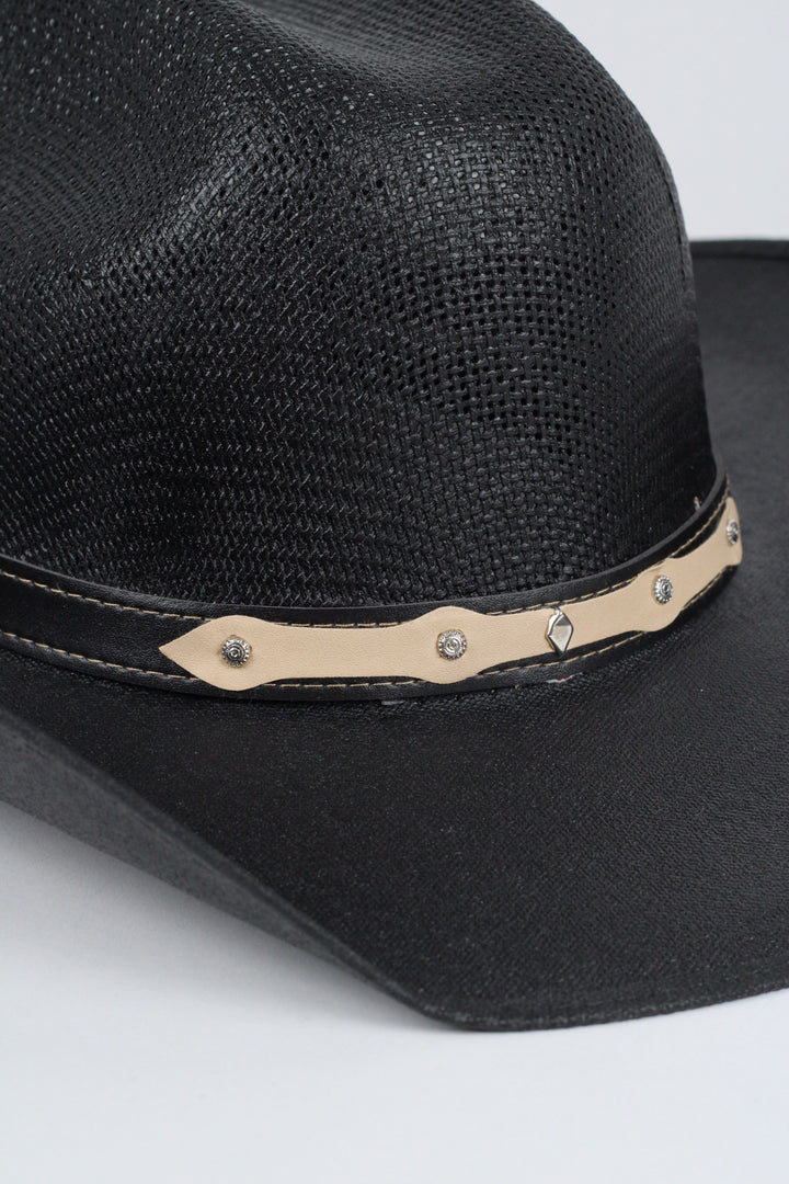 Luckenbach Bull Rider Mesh Top Structured Cowboy Hat - Black