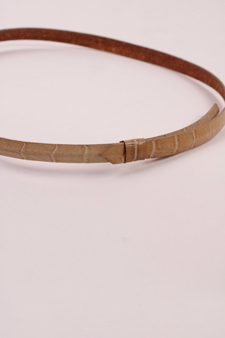 Leather Crocodile Hat Band / Nude