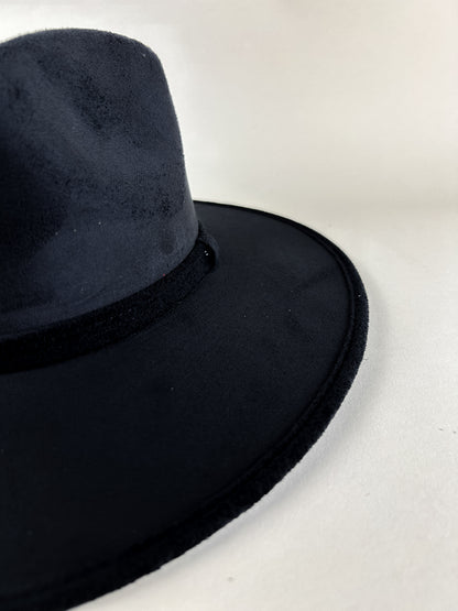 Vegan Suede Rancher Hat - Black