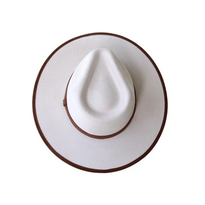 Vegan Suede Rancher Hat -Duo Tone - Ivory + Caramel