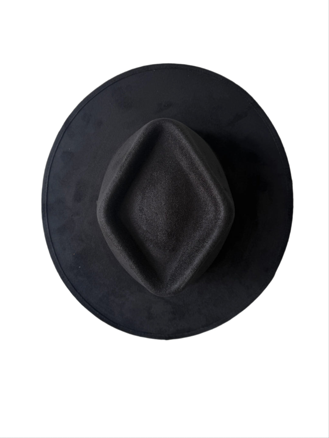 Vegan Suede Diamond Hat - Flat Brim - Black