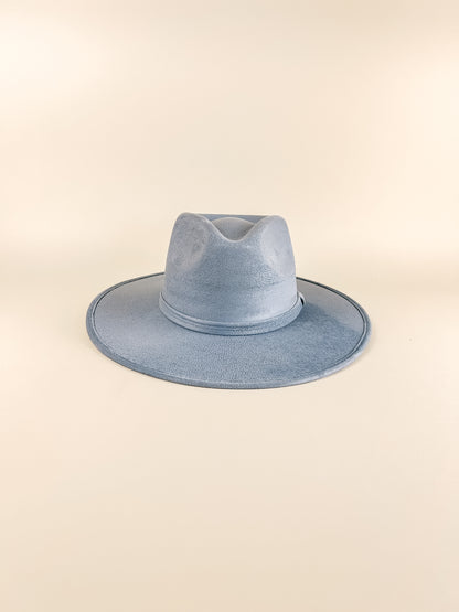 Vegan Suede Rancher Hat - Steel Blue