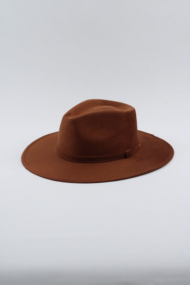 Vegan Suede Rancher Hat - Caramel