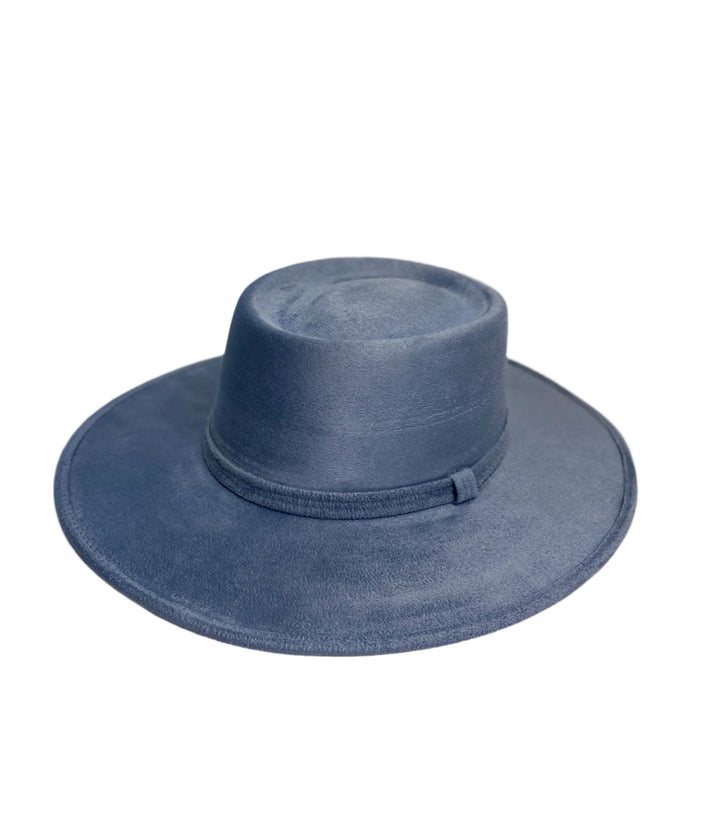 Vegan Suede Gambler Hat- Steel Blue