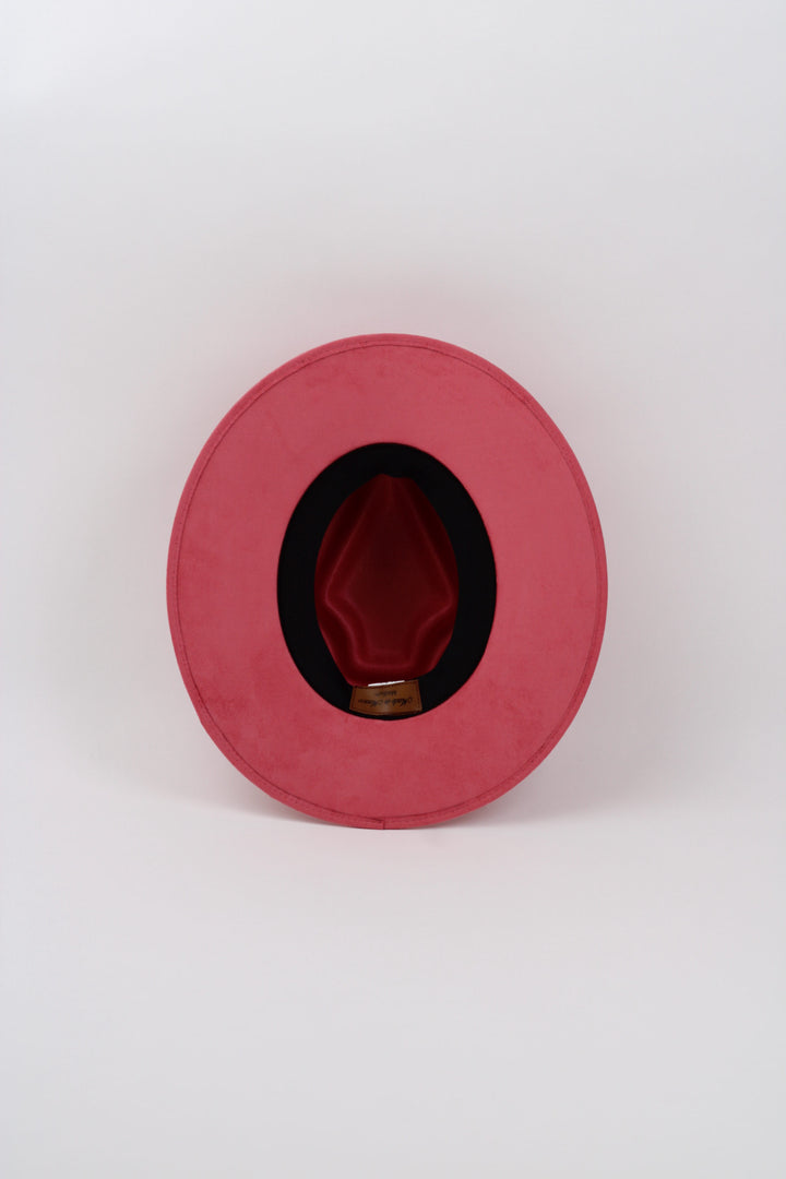 Vegan Suede Arrow Crown Hat- Coral Pink