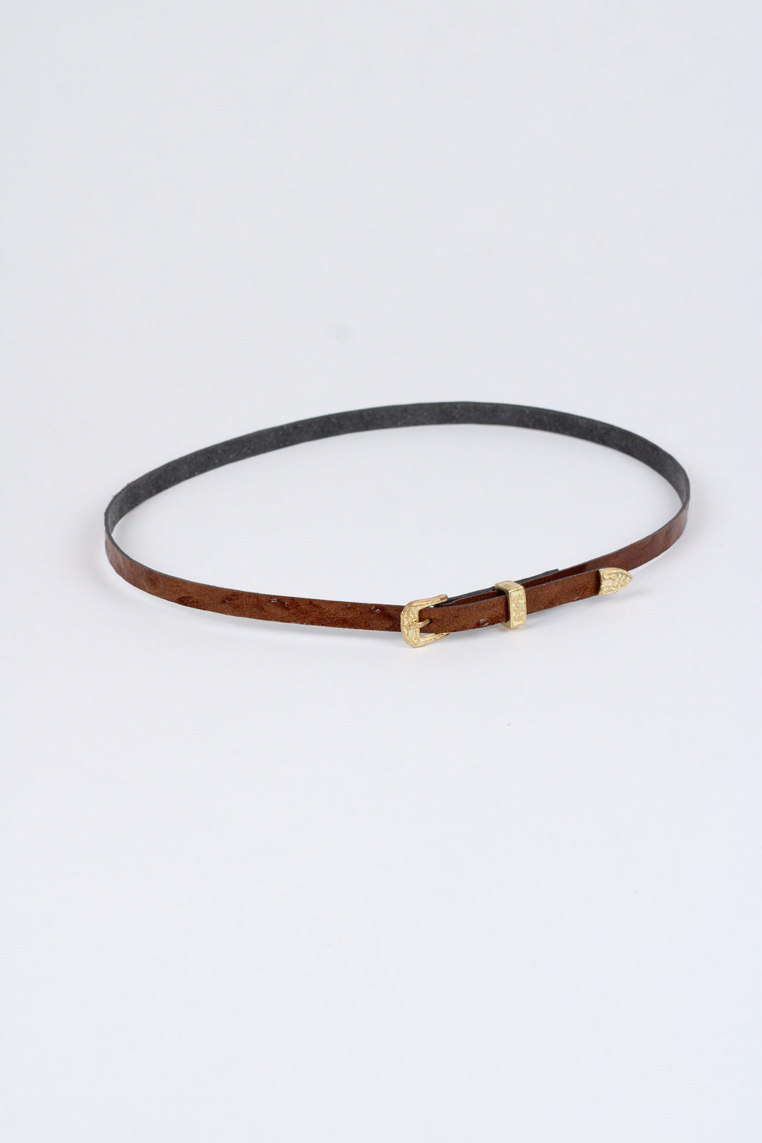 *Ostrich Print Leather Hat Band w/ Buckle