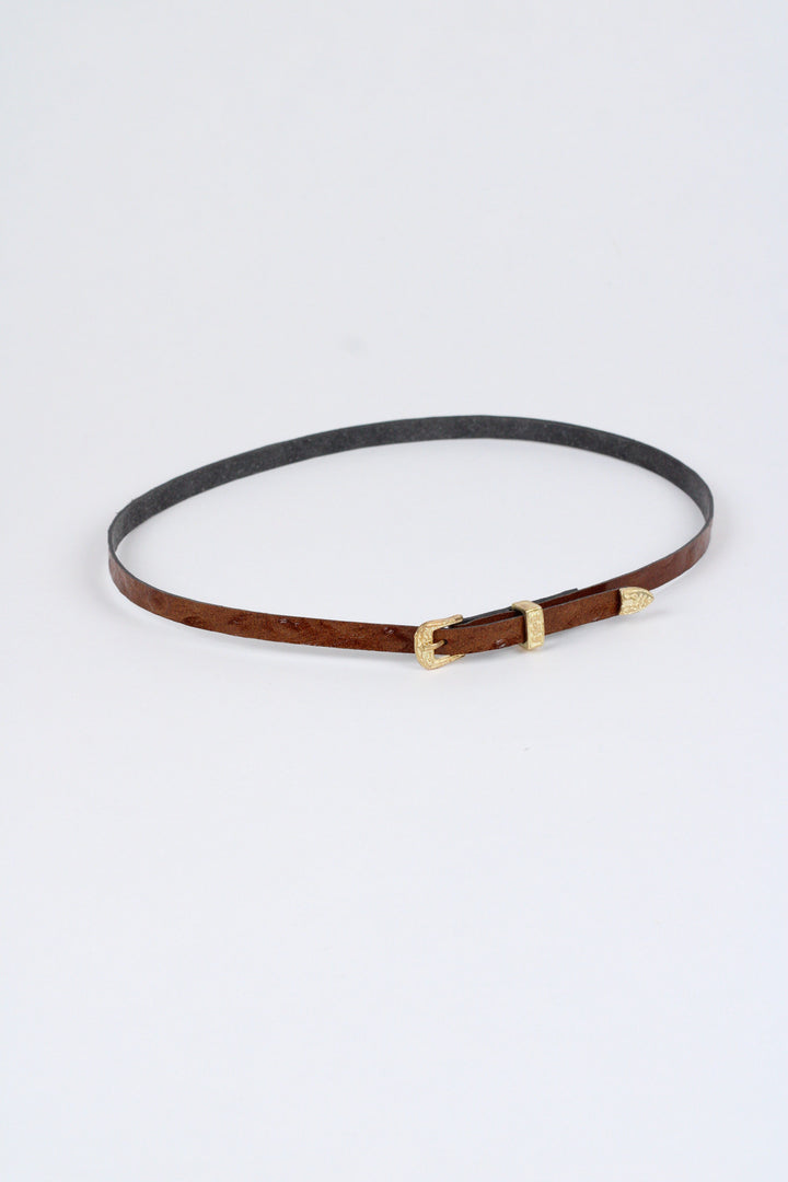 *Ostrich Print Leather Hat Band w/ Buckle