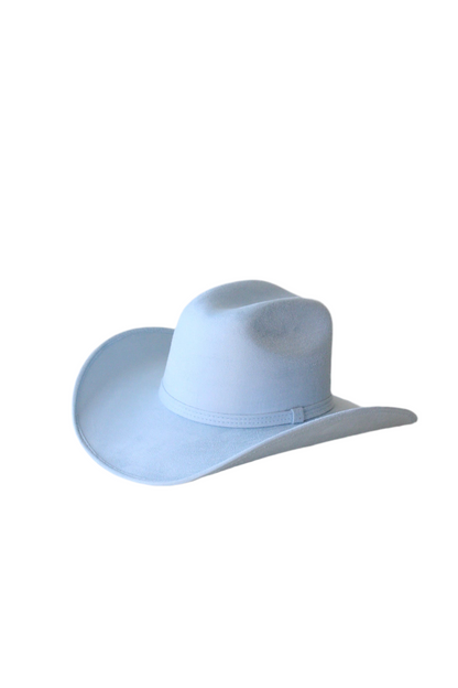 Austin Vegan Suede Cowboy Hat- Sky Blue w/o Band