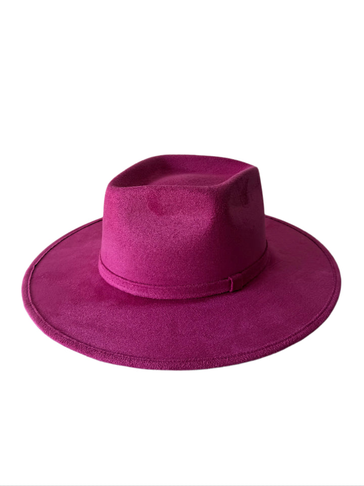 Vegan Suede Diamond hat flat Brim  Magenta
