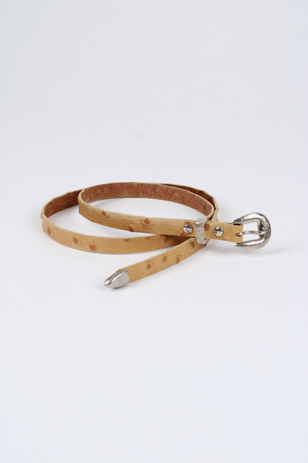 Ostrich Print Leather Hat Band w/Buckle Raw