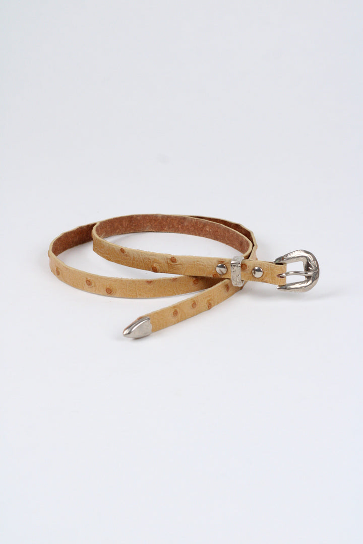 Ostrich Print Leather Hat Band w/Buckle Raw