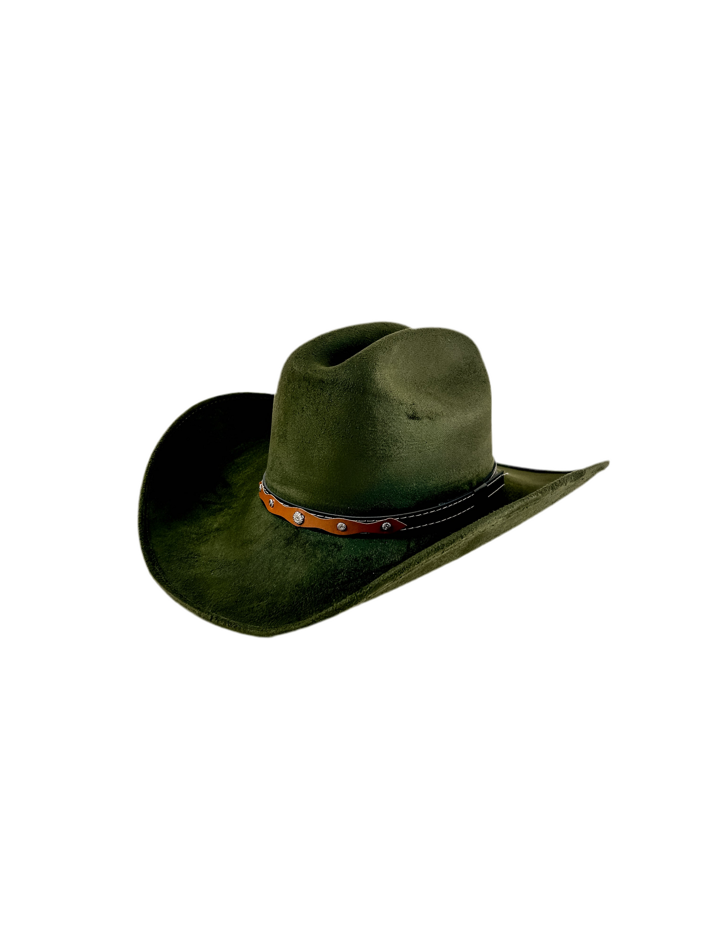 Texana Vegan Suede Cowboy Hat- Olive Green