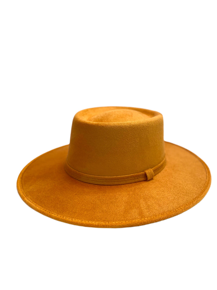 Vegan Suede Gambler Hat- Mango