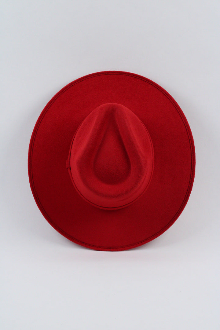 Vegan Suede Rancher Hat - Lipstick Red