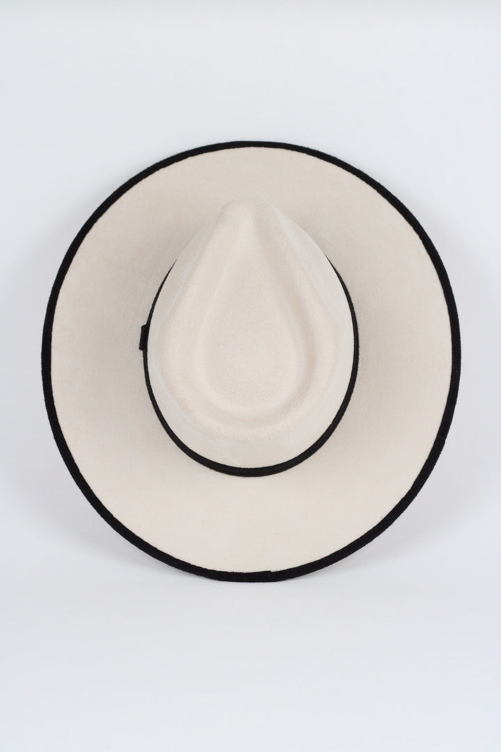 Vegan Suede Rancher Hat - Duo Tone -  Ivory + Black