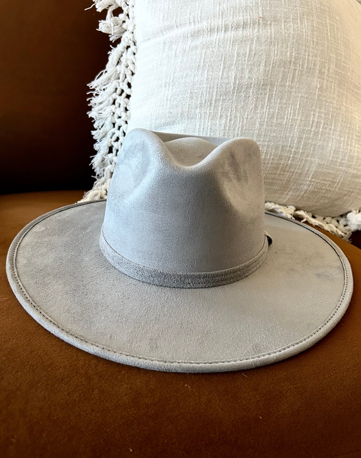 Vegan Suede Rancher Hat - Grey