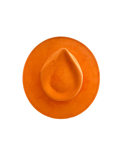 Vegan Suede Teardrop Hat - Bright Orange