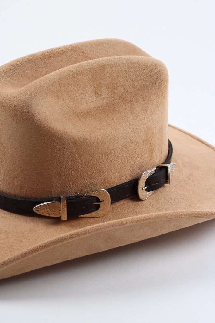 Double Buckle Leather Hat Band