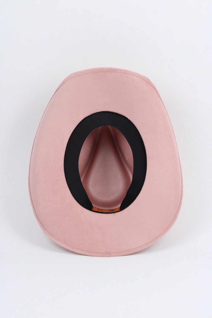 Santa Fe Vegan Suede Cowboy Rancher Hat- Pale Dusty Rose