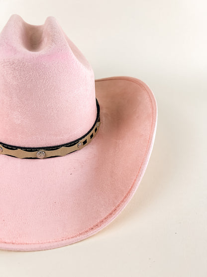 Texana Vegan Suede Cowboy Hat- Blush Pink