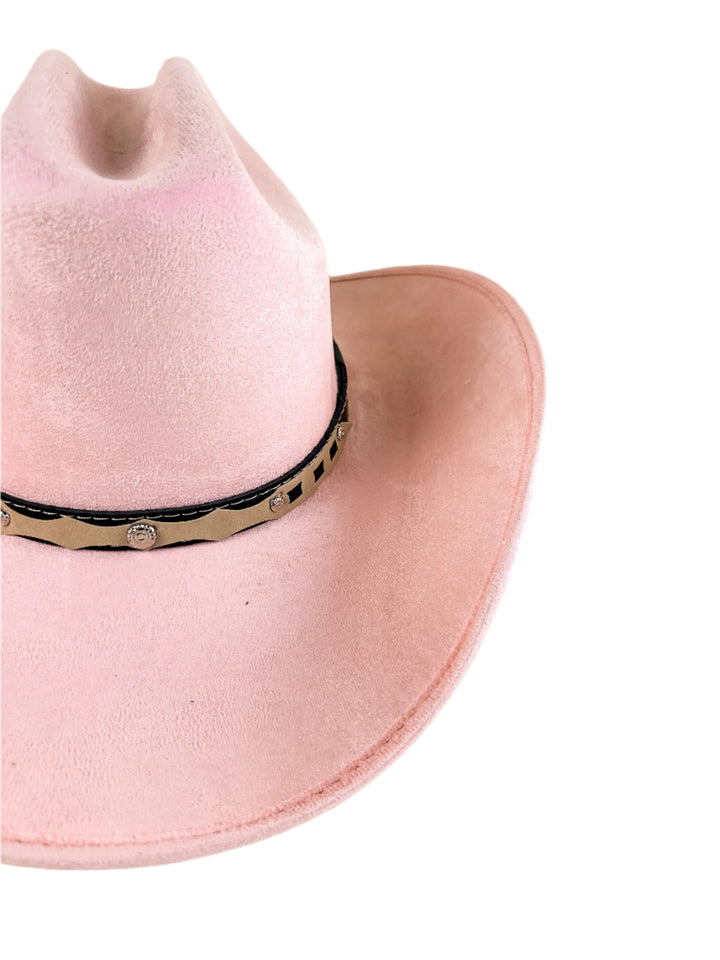 Texana Vegan Suede Cowboy Hat - Blush Pink