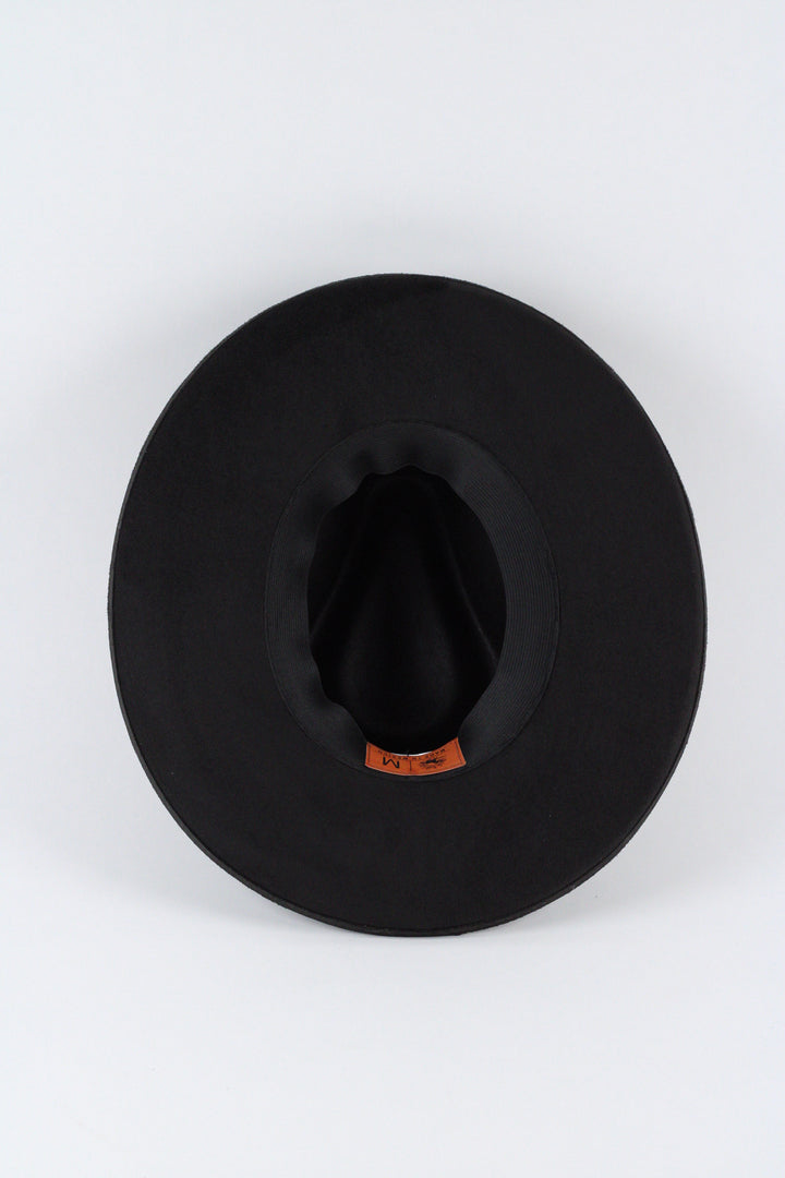 Vegan Suede Rancher Hat - Pencil Brim - Black