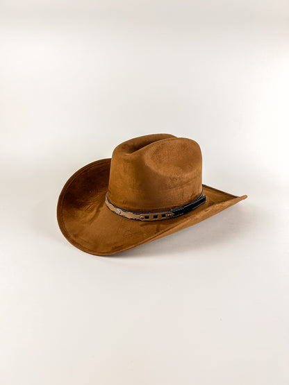 Texana Vegan Suede Cowboy Hat- Caramel