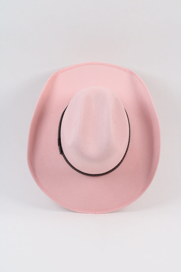 Austin Vegan Suede Cowboy Hat- Blush Pink