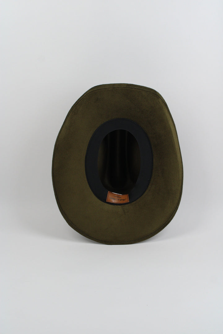 Texana Vegan Suede Cowboy Hat - Olive Green