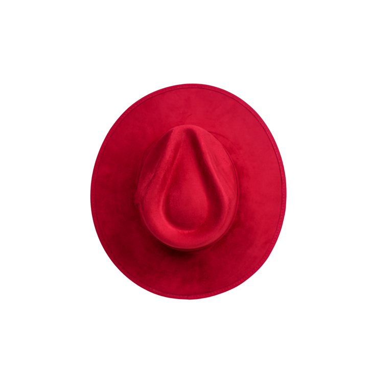 Vegan Suede Rancher Hat - Lipstick Red