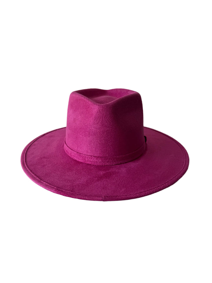 Vegan Suede Diamond hat flat Brim  Magenta
