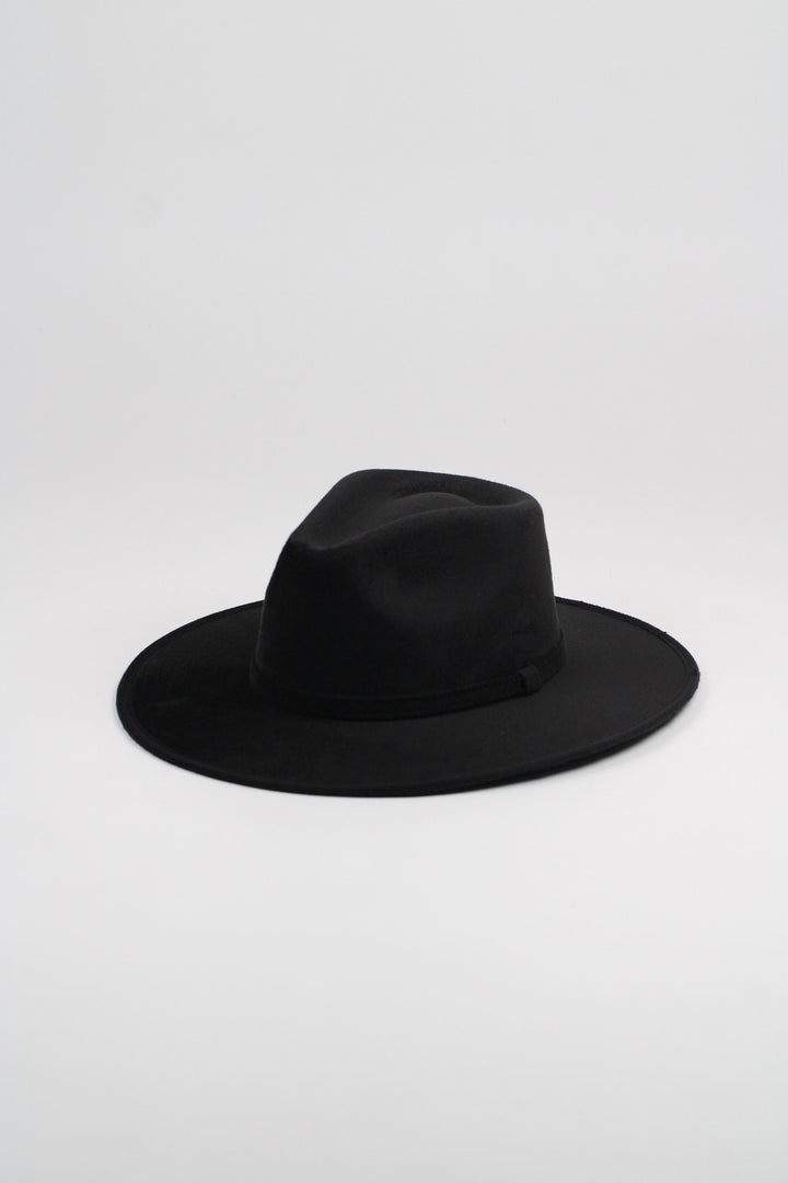 Vegan Suede Rancher Hat - Black