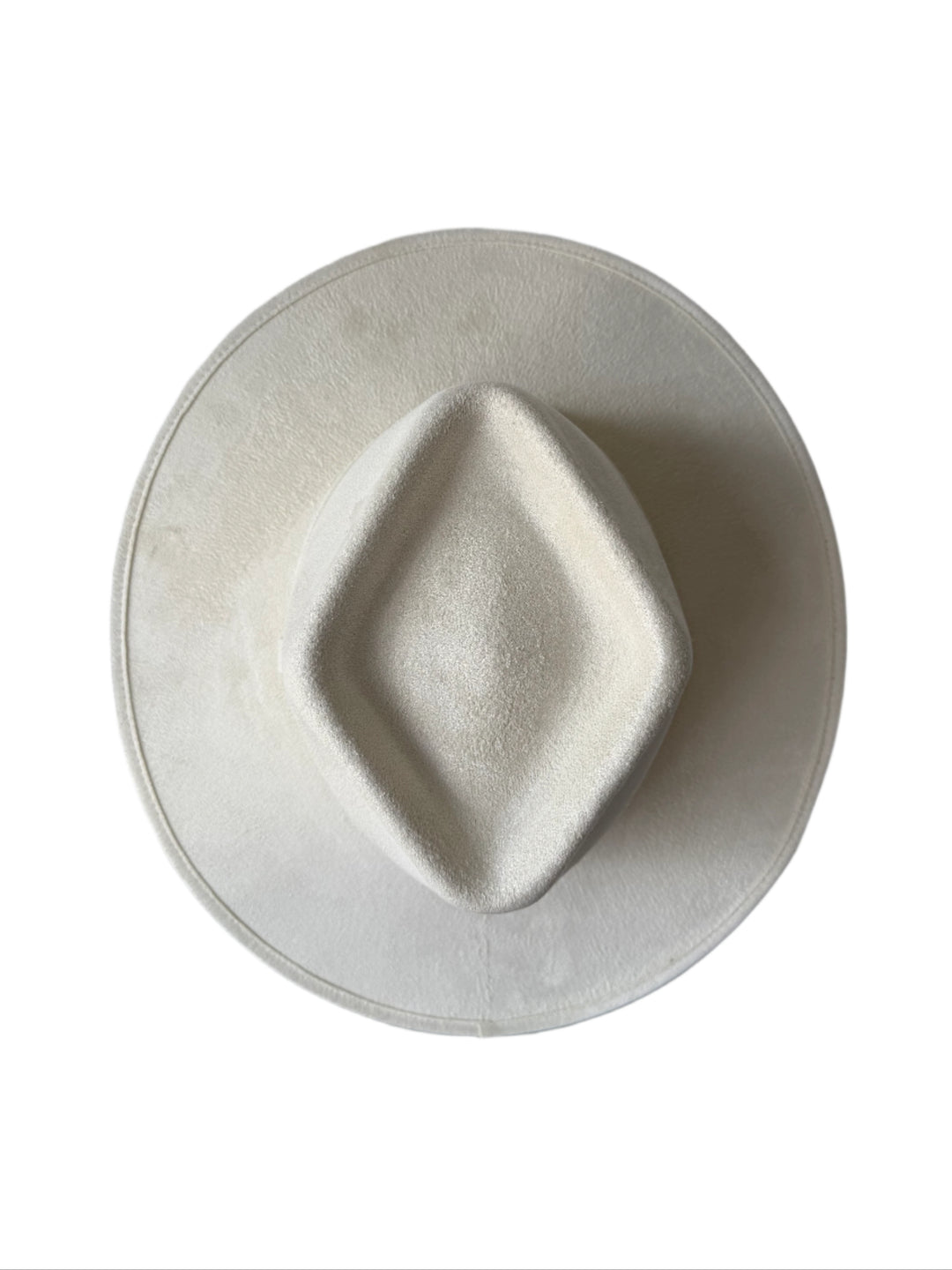 Vegan Suede Diamond Hat - Flat Brim - White