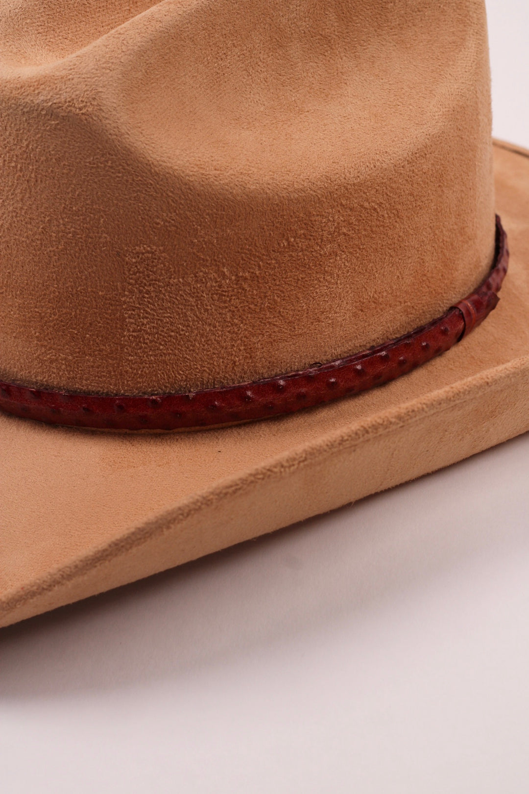 Leather Ostrich Hat Band  / Falu Red