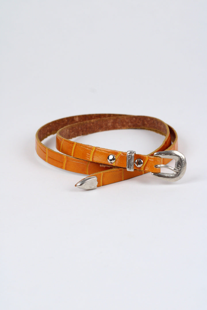 *Crocodile Print Leather Hat Band w/ Buckle Raw