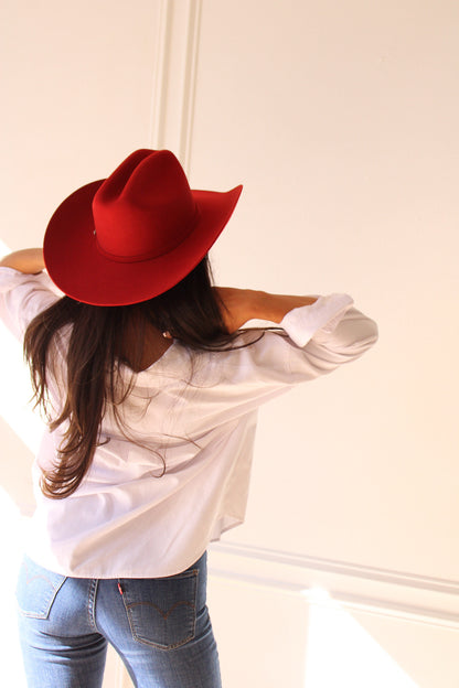 Wren Merino Wool Western Hat - Lipstick Red