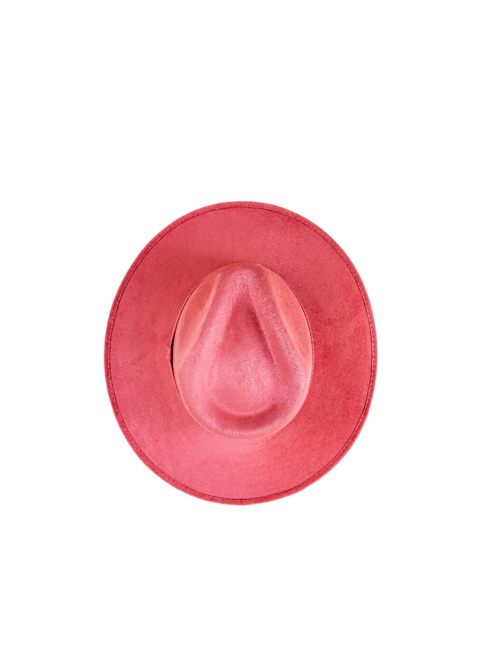 Vegan Suede Rancher Hat - Coral Pink