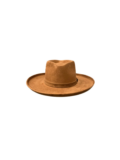 Vegan Suede Diamond Hat - Pencil Brim - Caramel