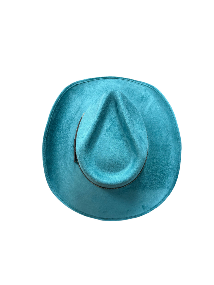 Santa Fe Vegan Suede Cowboy Rancher Hat- turquoise