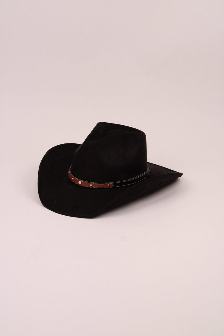 Santa Fe Vegan Suede Cowboy Rancher Hat- Black