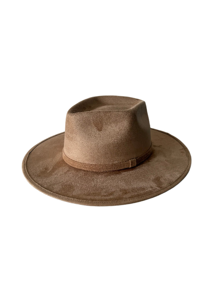 Vegan Suede Diamond Hat - Flat Brim - Cappuccino