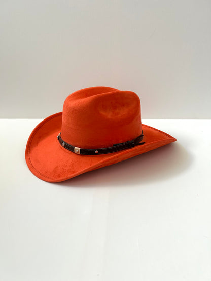 Kids Vegan Suede Austin Hat - Sunset Orange