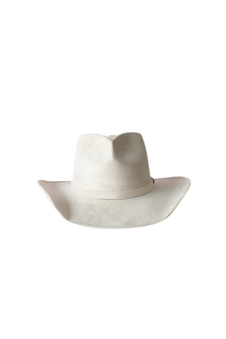 Vegan Suede Heart Shaped Cowboy Hat- Ivory