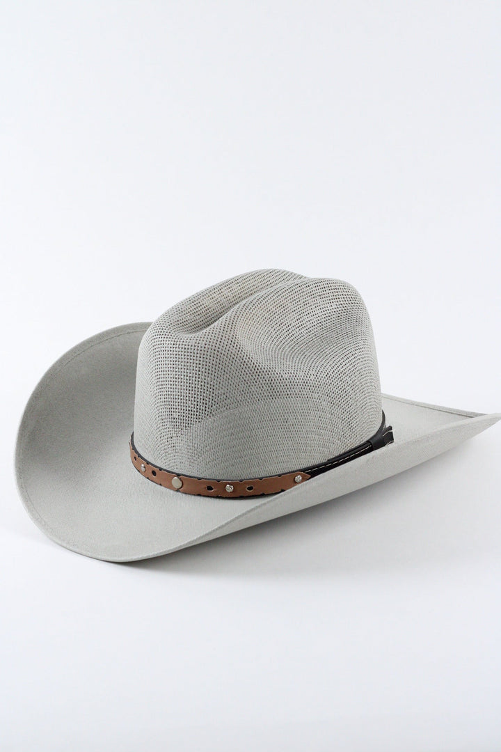 Luckenbach Cattlemen Mesh Top Structured Cowboy Hat - Light Grey