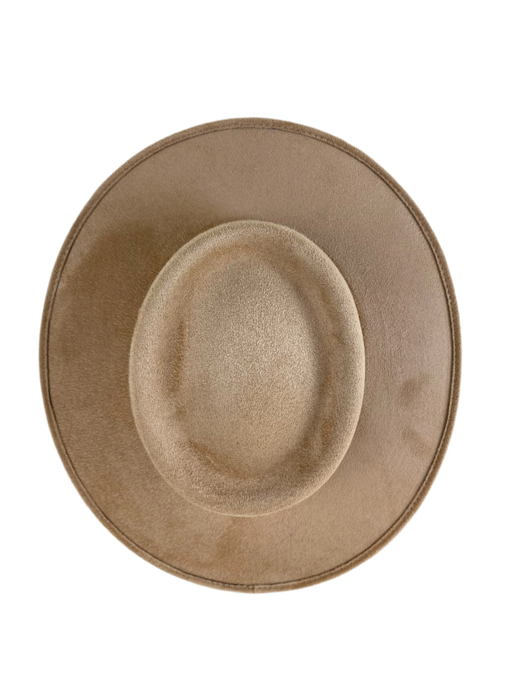 Vegan Suede Gambler Hat- Cappuccino