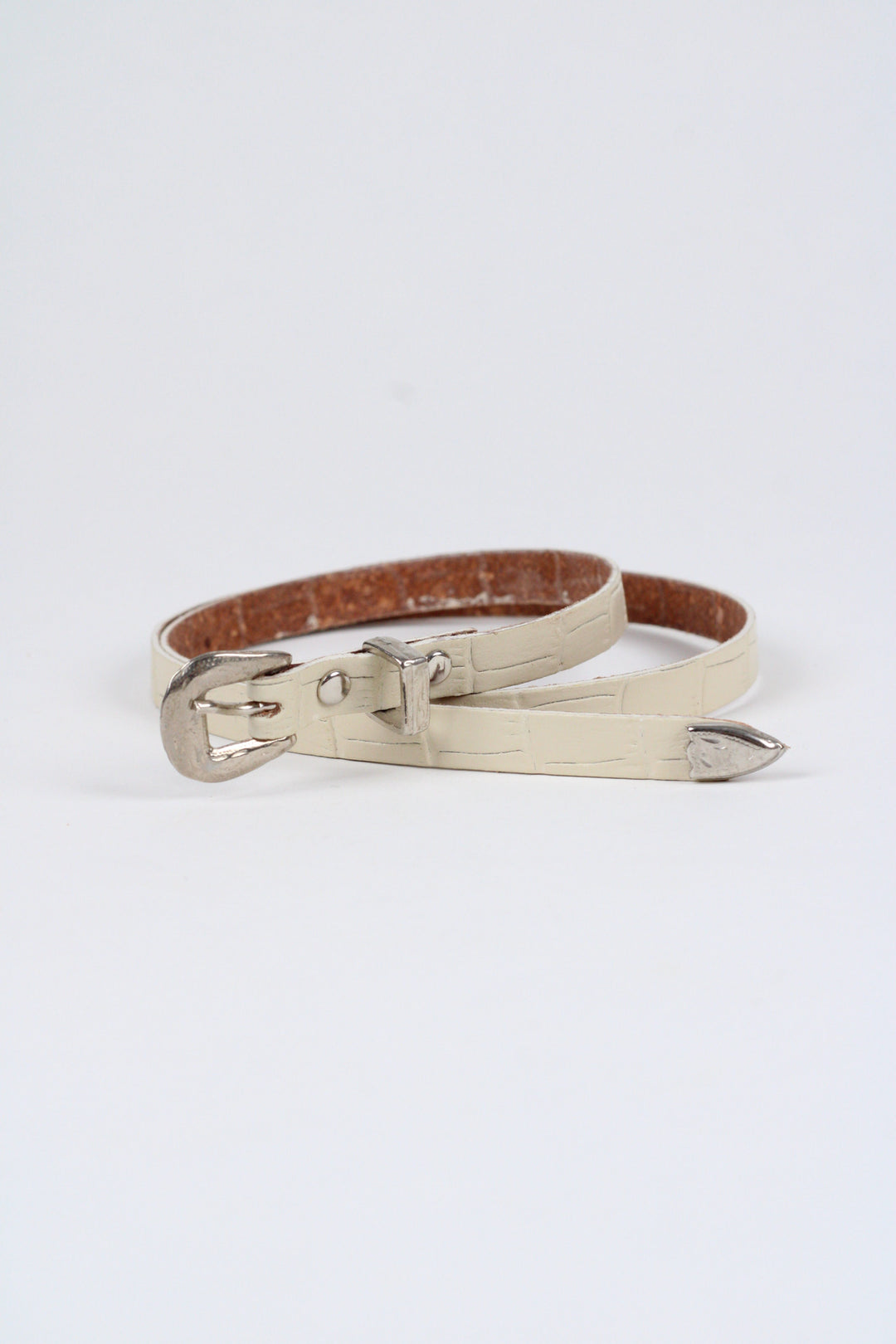 *Crocodile Print Leather Hat Band w/ Buckle Raw