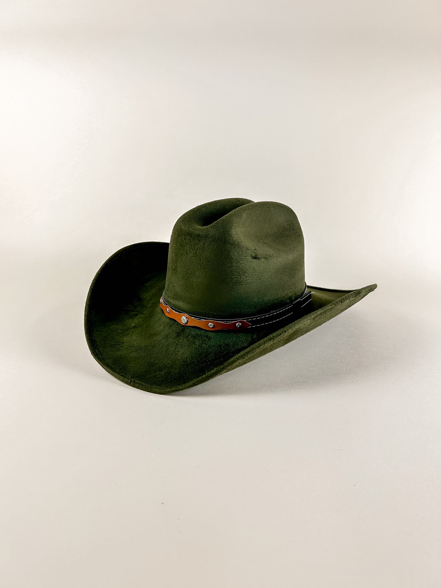 Texana Vegan Suede Cowboy Hat- Olive Green