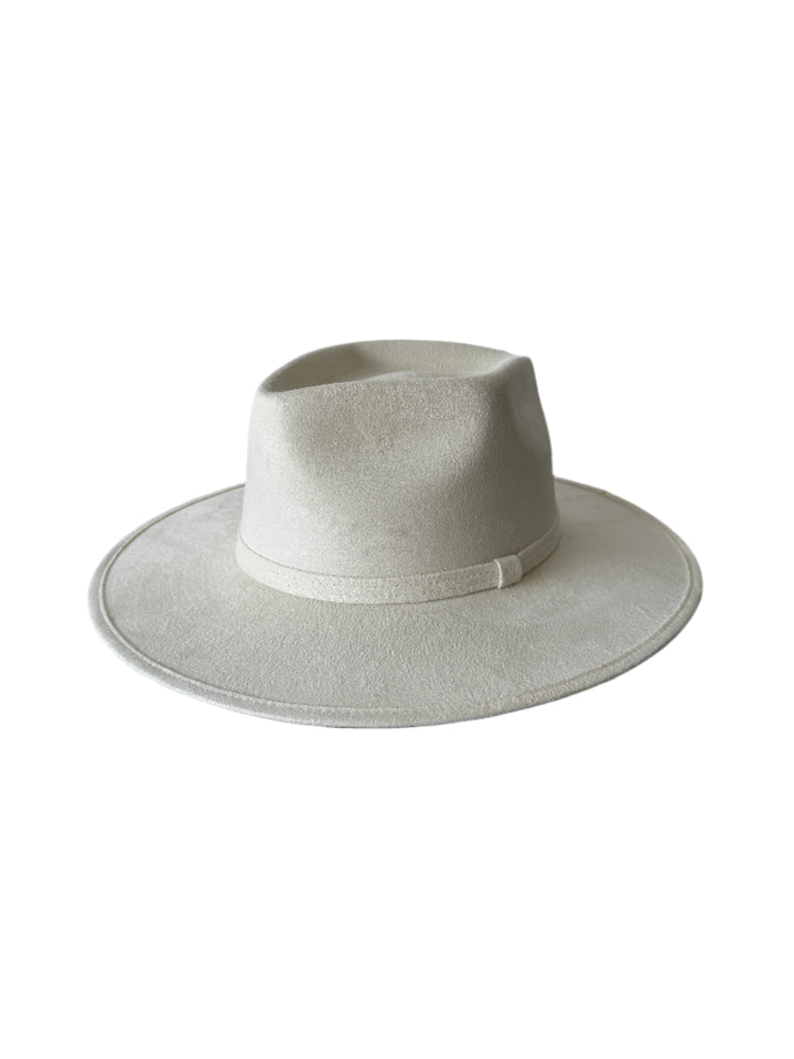 Vegan Suede Diamond Hat - Flat Brim - White